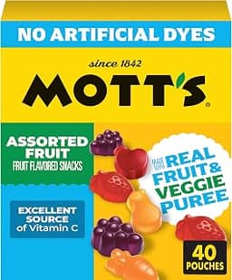Mott's Assorted Fruit Snacks Family Pack, Gluten Free Gummies, Made with Fruit & Veggie Juice, Good Source of Vitamin...