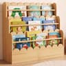 Book Shelf for Kids Rooms - Montessori Toddlers Bookshelf Nursery Scallop Wooden Book Shelf Organizer for Playroom an...