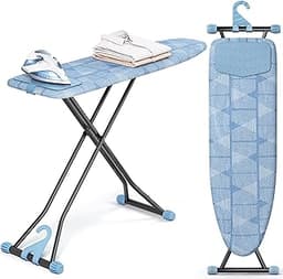 KINGBOARD Ironing Board, Compact Iron Board with Silicon Iron Mat, Heat Resistant Cover, 7 Height Adjustable, Foldabl...