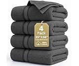 LANE LINEN Bath Sheet Set 4 Pack Oversized Soft Absorbent Quick Dry - Grey | Soft & Absorbent Towel Set, Ring-Spun, I...