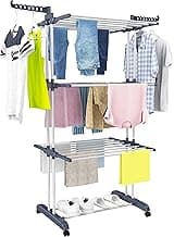 HOMIDEC Clothes Drying Rack, Oversized 4-Tier(67.7" High) Foldable Stainless Steel Drying Rack Clothing, Movable Dryi...