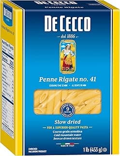 De Cecco Penne Rigate No. 41 Pasta, 16 Oz, Authentic, Slow Dried, Made with Durum Wheat, Versatile Pasta for Sauces &...