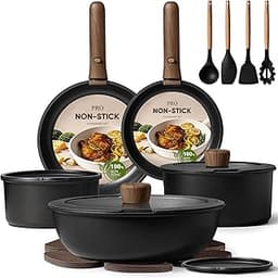 CAROTE 19pcs Pots and Pans Non Stick, Cookware Sets Detachable Handle, Induction Kitchen Pots and Pans,NonStick Cooki...