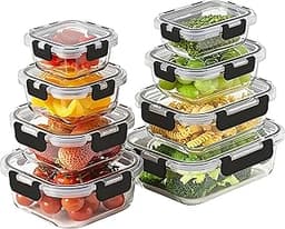 8 Pack Borosilicate Glass Food Storage Containers with Lids, Glass Meal Prep Containers, Airtight Bento Lunch Boxes w...