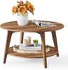 VASAGLE MAEZO Collection - Round Coffee Table, 2-Tier Center Table with Storage, Tapered Legs, Curved Transitions, 31...