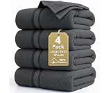 LANE LINEN Oversized Bath Sheets Set Absorbent Quick Dry 4 Pack - Cool Grey | Bath Towel Set, Absorbent & Durable, Ri...