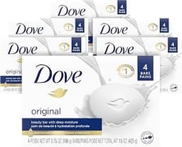 Dove Beauty Bar Soap Original 24 Count for Soft, Smooth Skin, with 1/4 Moisturizing Cream 3.75 oz