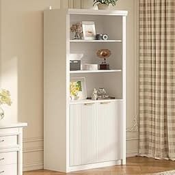 GarveeHome Tall Book Shelf and Bookcase, 31.5" Wide Wooden Bookcase with Doors, Modern Book Case with Large Storage, ...