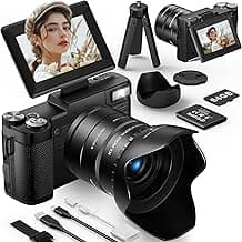 FLATIC 6K Digital Camera, 75MP Cameras for Photography with 8X Optical Zoom & Tripod, Anti-Shake Vlogging Camera with...