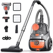 Canister Vacuum, Upgraded 1600W Bagless Canister Vacuum Cleaner, Auto Cord Rewind, H13 HEPA Filter, 4Qt Large Capacit...