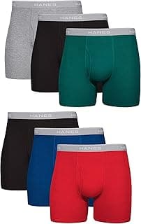 Hanes mens Underwear Boxer Briefs Pack, Cool & Breathable Cotton Moisture-wicking Underwear for Men, No Ride Up