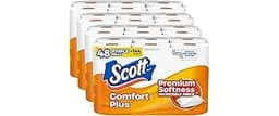 Scott ComfortPlus Toilet Paper, 48 Triple Rolls, 231 Sheets per Roll, Septic-Safe, 1-Ply Toilet Tissue