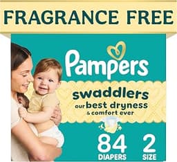 Pampers Swaddlers Diapers, Size S2 (10-22 lbs), 84 Count, Absorbent, Keeps Baby Dry and Comfortable, Pediatrician Rec...