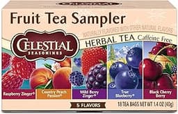 Celestial Seasonings Fruit Tea Sampler Herbal Tea Variety Pack, Caffeine Free, 18 Tea Bags Per Box