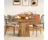 LITTLE TREE 31.5" Small Dining Table for 4, Farmhouse Kitchen Table with Walnut Finish, Square Compact Dinner Table f...