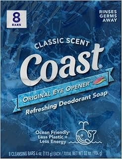 Coast Refreshing Deodorant Soap - Bar Soap with Thick Rich Lather - Clean Rinsing Formula for Fresh, Non-Dry Skin - C...