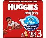 Huggies Size 3 Diapers, Little Snugglers Baby Diapers, Size 3 (16-28 lbs), 168 Count (6 Packs of 28), Packaging May Vary