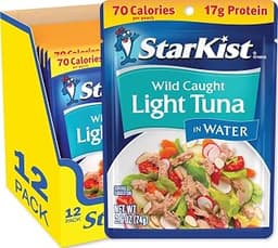 StarKist Wild Caught Light Tuna in Water, 2.6oz Pouch, 12-Pack | 17g Protein Per Serving, Ready to Eat, Shelf Stable ...
