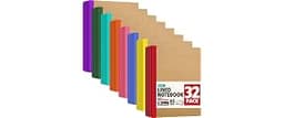 YesBes 32 Pack A5 Kraft Notebooks Bulk, 8.3'' x 5.5'' Lined Journal Notebook with Color Strip, Composition Notebooks ...