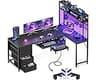 AODK 59 Inch L Shaped Desk with 4 Drawers, Gaming Desk with Led Lights & Power Outlets, Computer Desk with Pegboard &...