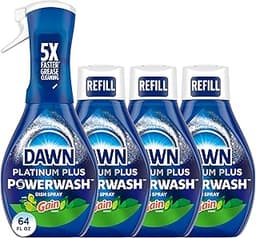 Dawn Powerwash Gain Original Dish Spray, Liquid Dish Soap, Dish Soap Refill, , 1 Starter Kit + 3 Refills, 64 Fl Oz To...