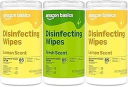 Amazon Basics Disinfecting Wipes, Lemon & Fresh Scent, Sanitizes, Cleans, Disinfects & Deodorizes, 255 Count (3 Packs...
