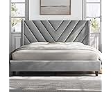 Yaheetech Queen Bed Frame Upholstered Platform Bed with Wing Side/Wooden Slat Support/Tufted Headboard with Wing Side...
