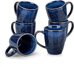 vancasso STARRY Ceramic Coffee Mug Set of 6, 12 Oz Tea Cups with Handle for Latte, Tea, Cappuccino, Milk, Cocoa, Micr...