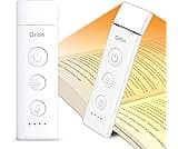 Gritin Book Light Rechargeable, Eye Caring 3-Color & 5-Brightness Clip on LED Reading Light for Books in Bed- Steples...