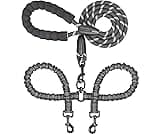 iYoShop Dual Dog Leash - 360° Swivel, No Tangle Walking Leash with Shock Absorbing Bungee for Two Dogs (Large, 25-150...