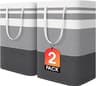 HomeHacks 2 Pack Large Laundry Baskets, Waterproof, Freestanding Laundry Hampers, Collapsible Clothes Hamper with Rei...