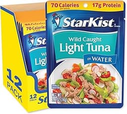 StarKist Light Tuna in Water Pouch (2.6 oz - 12 Pack) Ready to Eat, Wild Caught, High Protein Shelf Stable Seafood, G...