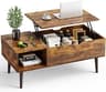 OLIXIS Wooden Coffee Table, Lift Top Coffee Table with Large Hidden Compartment and Ample Storage Shelf, Lift Tableto...