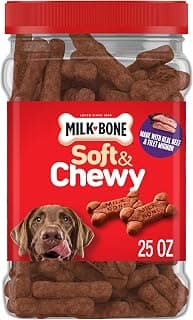 Milk-Bone Soft & Chewy Dog Treats, 25 Oz. Canister | Made with real beef & filet mignon, tender dog treats, easy to c...