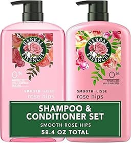 Herbal Essences Shampoo & Conditioner Set, Rose Hips - Smooth Collection, Paraben-Free, Color-Safe, Shiny Hair with J...
