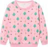 VibeVortex Girls Crewneck Sweatshirt Cute Printed Christmas Hoodie for Kids