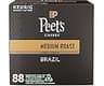 Peet's Coffee, Medium Roast Keurig K-Cup Pods, 100% Arabica Coffee - Single Origin Brazil 88 Count (4 Boxes of 22 Pods)
