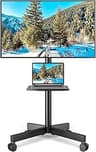 Rolling TV Stand with Shelf for 23-65 inch TVs up to 88lbs, Portable Mobile TV Cart with Silent Wheel, Tilt & Height ...