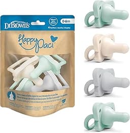 Dr. Brown's HappyPaci Silicone Pacifier, Gray, Green, Ecru, 0-6m, 4-Pack