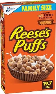 Reese's Puffs Chocolatey Peanut Butter Kids Cereal, Family Size, 19.7 oz