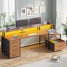 SEDETA Home Office Desk with File Drawer & Power Outlet, 66'' Computer Desk with 5 Drawer, Storage Shelves, Printer C...