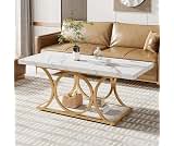 Tribesigns 46.45” Rectangle Coffee Table, Modern Coffee Tables for Living Room, 2-Tier Faux Marble Wood Coffee Table ...