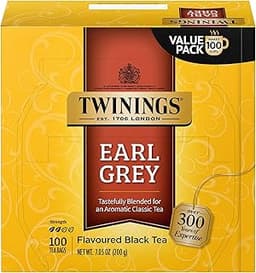 Twinings Earl Grey Black Tea Individually Wrapped Bags, 100 Count (Pack of 1), Flavoured with Citrus & Bergamot, Caff...