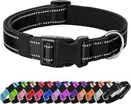 Reflective Dog Collar Padded with Soft Neoprene Breathable Quick Release Basic Dog Collars for Medium Large Dogs Blac...