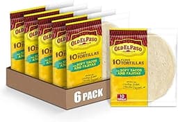 Old El Paso Flour Tortillas for Soft Tacos and Fajitas, Meal Prep, 10 Ct, 8.2 oz (Pack of 6)