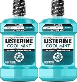 Listerine Cool Mint Antiseptic Mouthwash, Daily Oral Rinse Kills 99% of Germs that Cause Bad Breath, Plaque and Gingi...