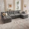 116.5" Modular Sectional Cloud Couch, U Shaped Tufted Sofa for Living Room