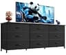 WLIVE Dresser TV Stand for 75'' TV, 9 Fabric Drawers of Wide Dresser, Black | Dresser for Bedroom with Steel Frame, C...