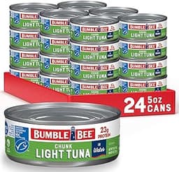 Bumble Bee Chunk Light Tuna In Water, 5 oz Cans (Pack of 24) - Wild Caught Skipjack Tuna - 23g Protein Per Serving - ...