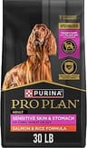 Purina Pro Plan Sensitive Skin and Stomach Dog Food Dry, Adult Salmon & Rice Formula, Digestive Health - 30 lb. Bag